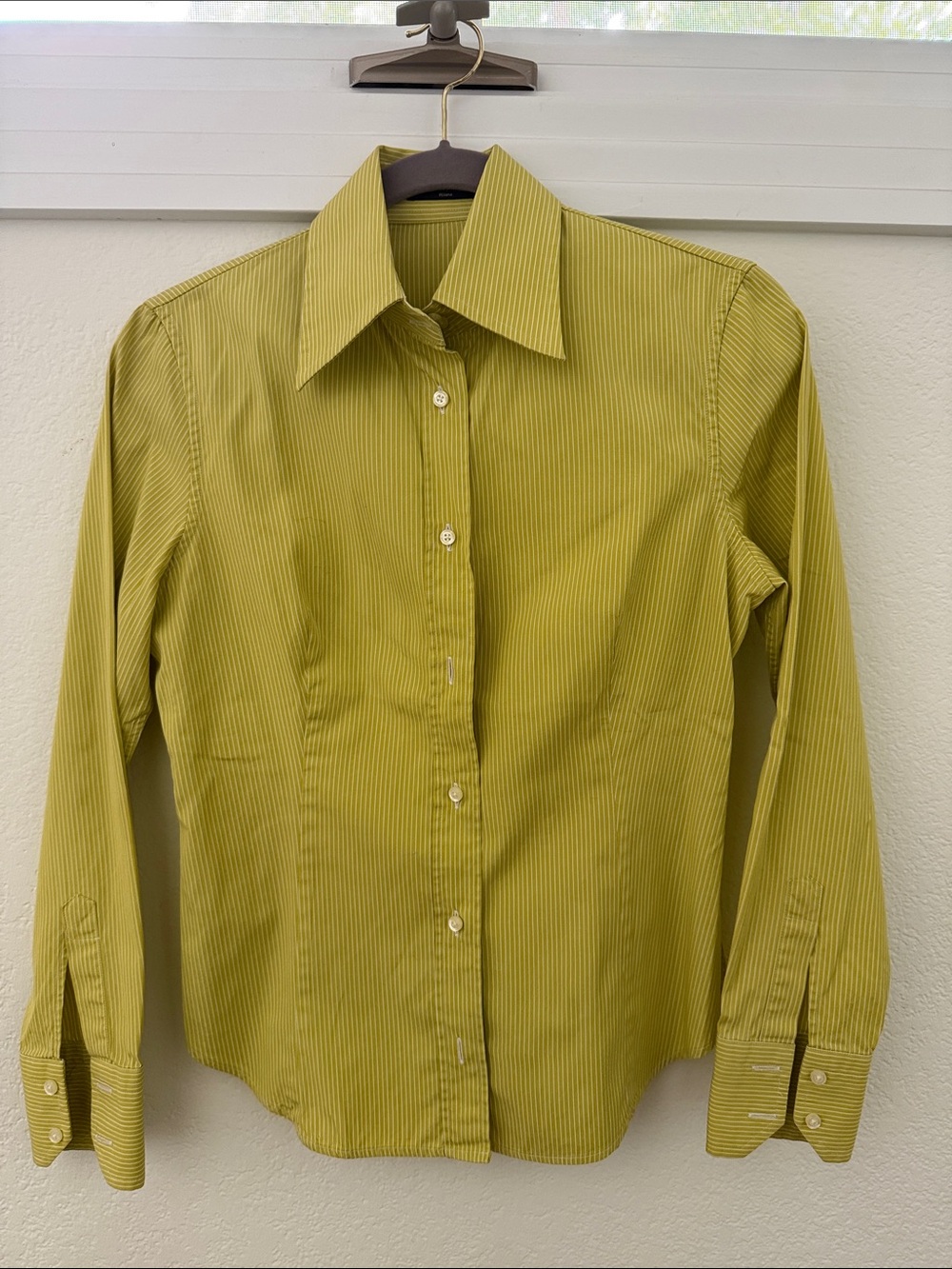 Etro Milano Chartreuse Striped Cotton Fitted Button-Down Shirt